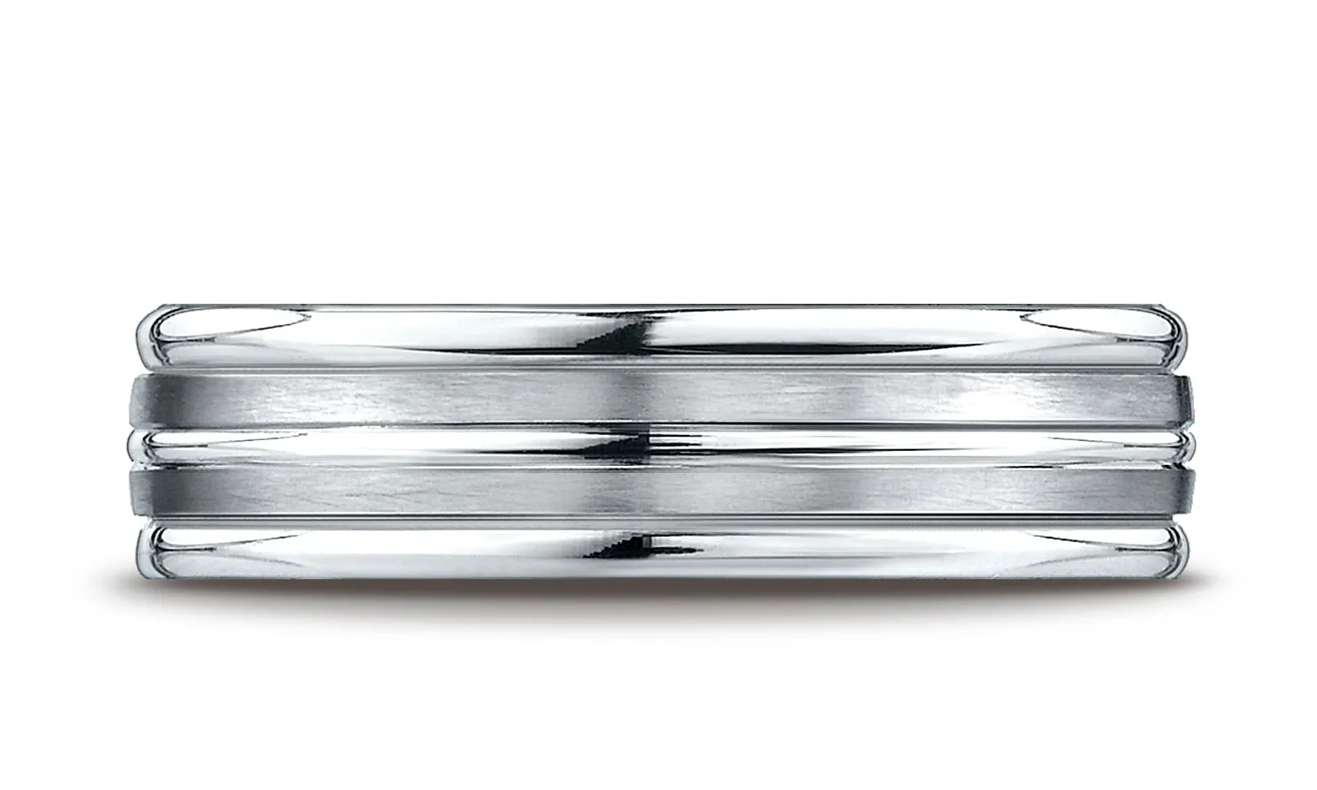 Benchmark Palladium 6mm Comfort-Fit Satin High Polish Center Trim and Round Edge Carved Design Band Ring