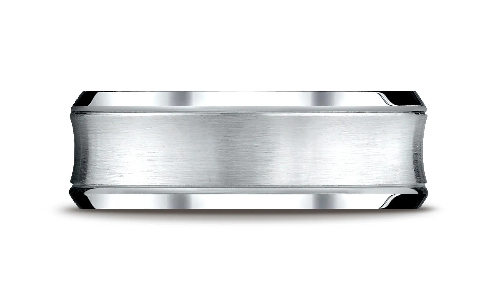 Benchmark Palladium 7.5mm Comfort-Fit Satin-Finished Concave Beveled Edge Design Wedding Band Ring