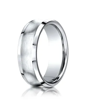 Benchmark Palladium 7.5mm Comfort-Fit Satin-Finished Concave Beveled Edge Design Wedding Band Ring