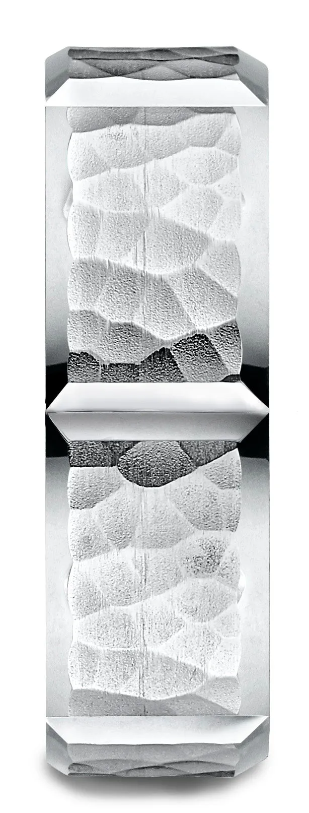 Benchmark Palladium 7mm Comfort-Fit Hammered Finish Grooved Carved Design Band, (Sizes 4-15)