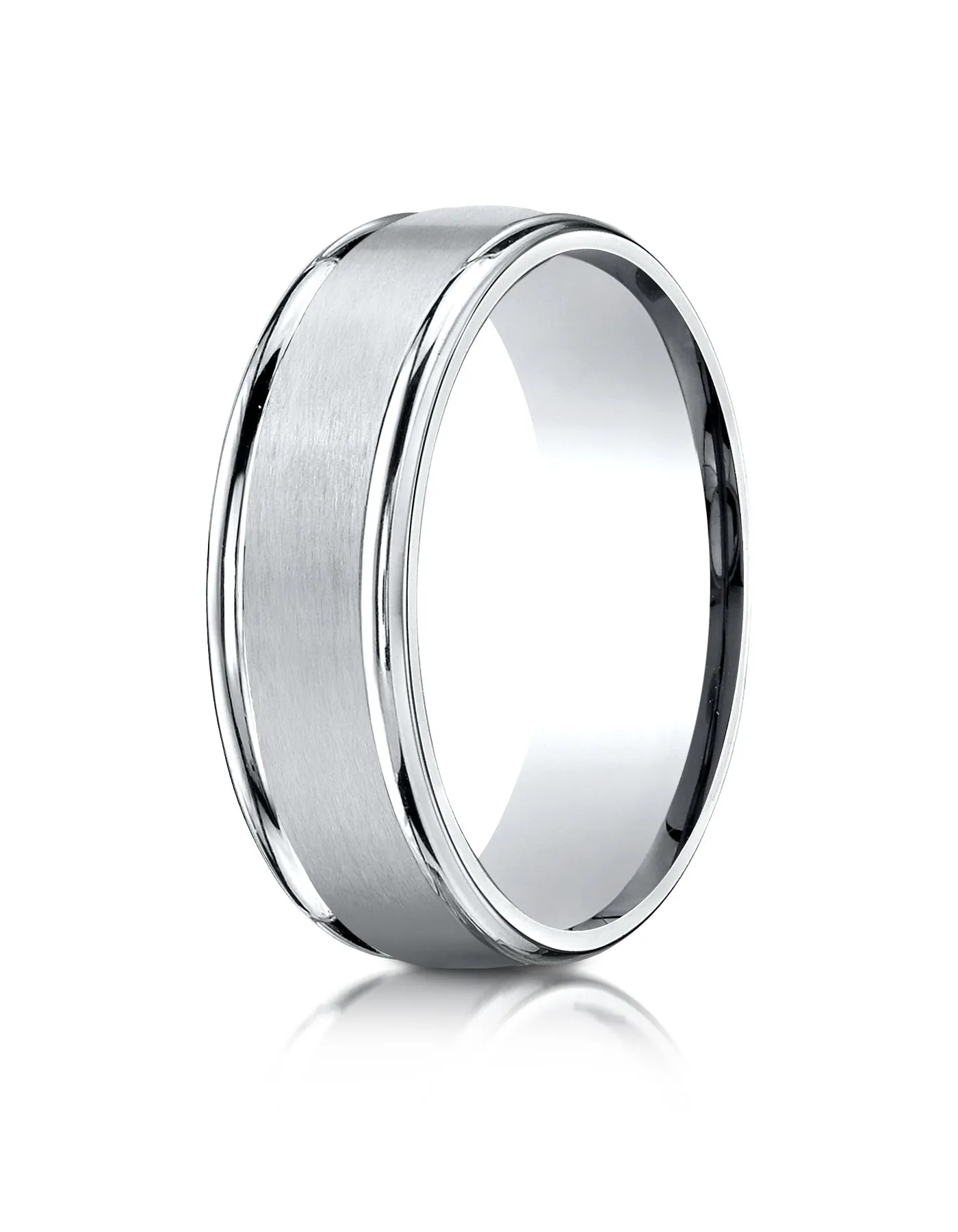 Benchmark Palladium 7mm Comfort-Fit Satin Finish High Polished Round Edge Carved Design Band, (4-15)