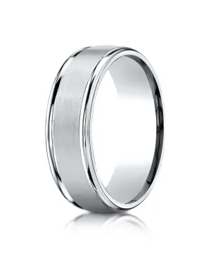 Benchmark Palladium 7mm Comfort-Fit Satin Finish High Polished Round Edge Carved Design Band, (4-15)