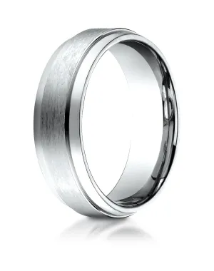 Benchmark Palladium 7mm Comfort-Fit Satin-Finish with High Polished Drop Edge Carved Design Band ( 4-15)