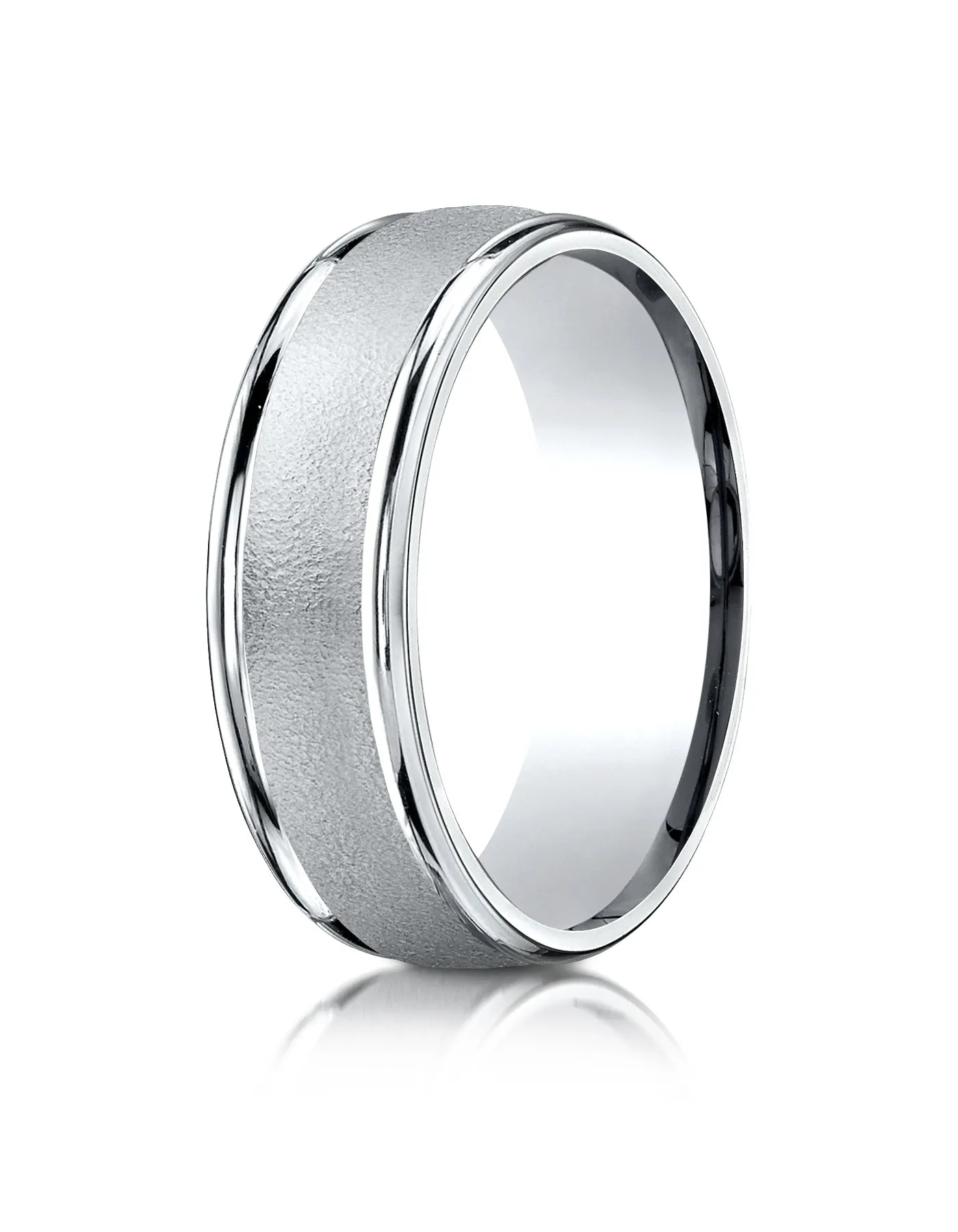 Benchmark Palladium 7mm Comfort-Fit Wired-Finished High Polished Round Edge Carved Design Band,(Size 4-15)