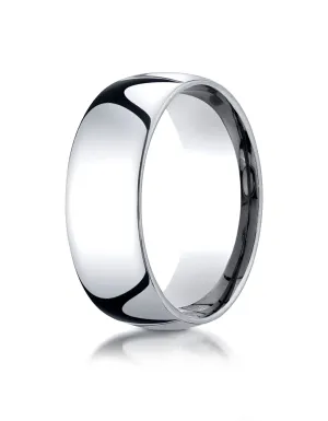 Benchmark Palladium 8mm Slightly Domed Standard Comfort-Fit Wedding Band Ring (Sizes 4 - 15 )