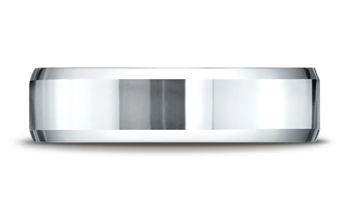 Benchmark Platinum 6mm Comfort-Fit High Polished Carved Design Wedding Band Ring (Sizes 4 - 15 )