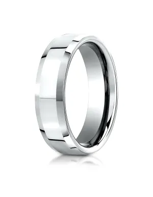 Benchmark Platinum 6mm Comfort-Fit High Polished Carved Design Wedding Band Ring (Sizes 4 - 15 )