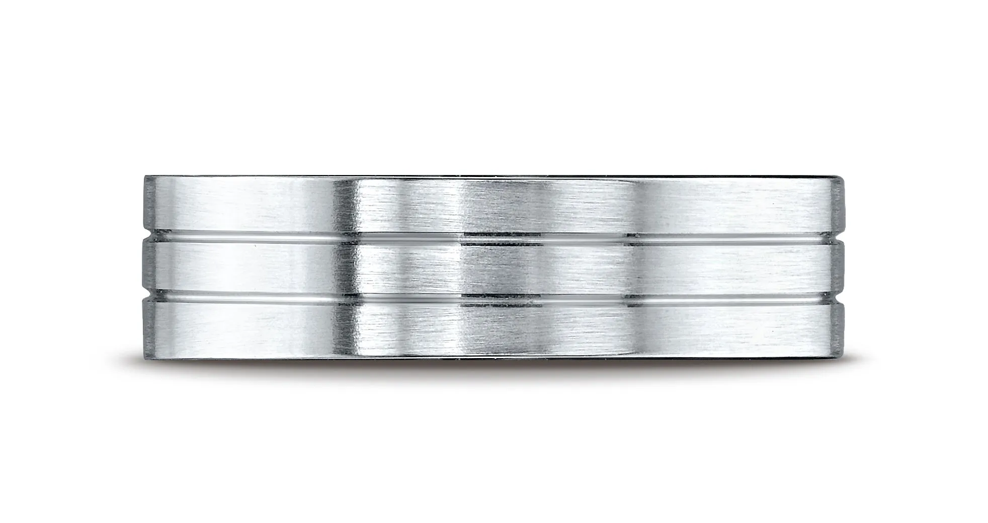 Benchmark Platinum 6mm Comfort-Fit Satin-Finished with Parallel Center Cuts Carved Design Wedding Band