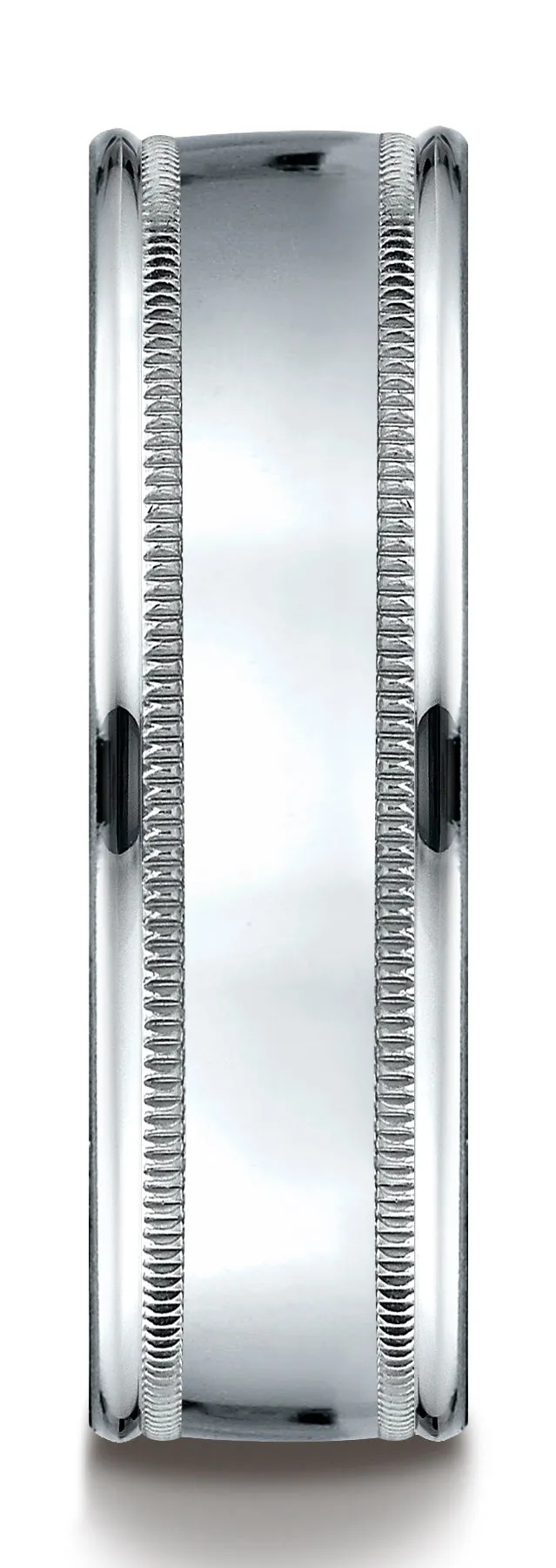 Benchmark Platinum 7mm Comfort-Fit High Polished w/ Milgrain Round Edge Carved Design Band, (Sizes 4-15)