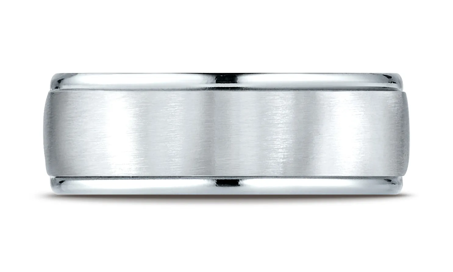 Benchmark Platinum 8mm Comfort-Fit Satin Finish High Polished Round Edge Carved Design Wedding Band Ring