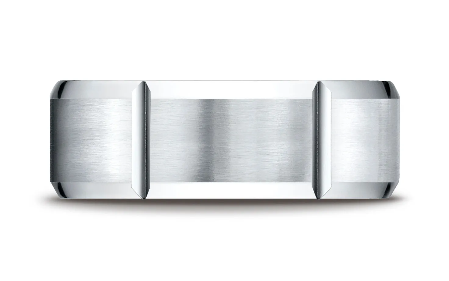 Benchmark Platinum 8mm Comfort-Fit Satin-Finished Grooves Carved Design Wedding Band Ring