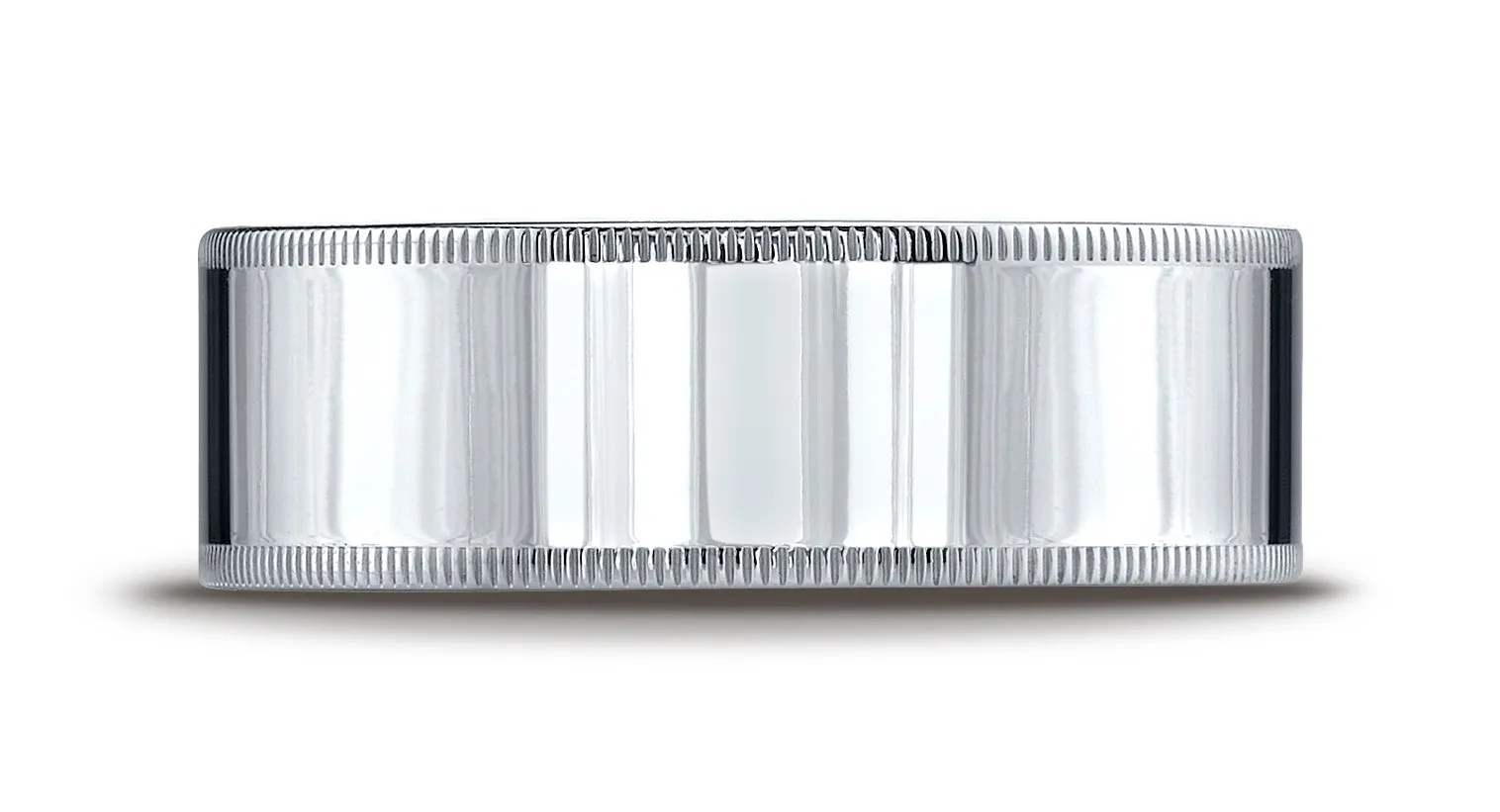 Benchmark Platinum 8mm Flat Comfort-Fit Wedding Band Ring with Milgrain (Sizes 4 - 15 )