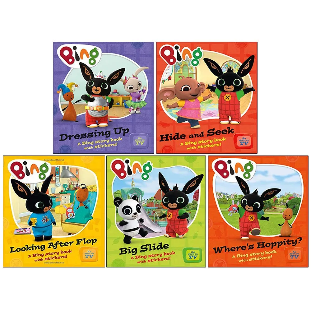 Bing Children Story 5 Books Collection Pack Set (Dressing-Up,Bing-Hide-Seek,Looking-After-Flop,Big Slide,Wheres-Hoppity)