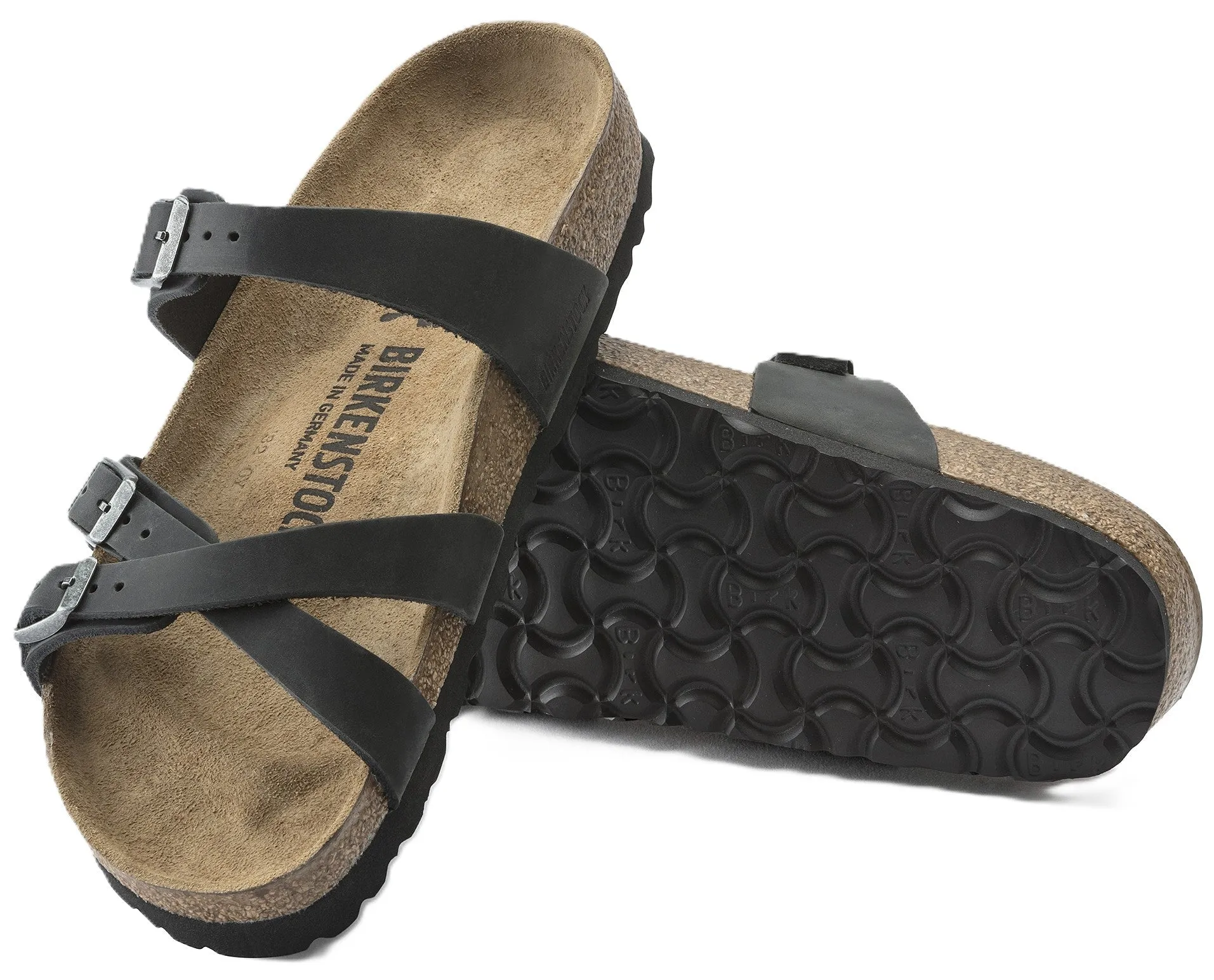 Birkenstock Franca Sandals -  Black Oiled Leather | Comfortable Cork Footbed