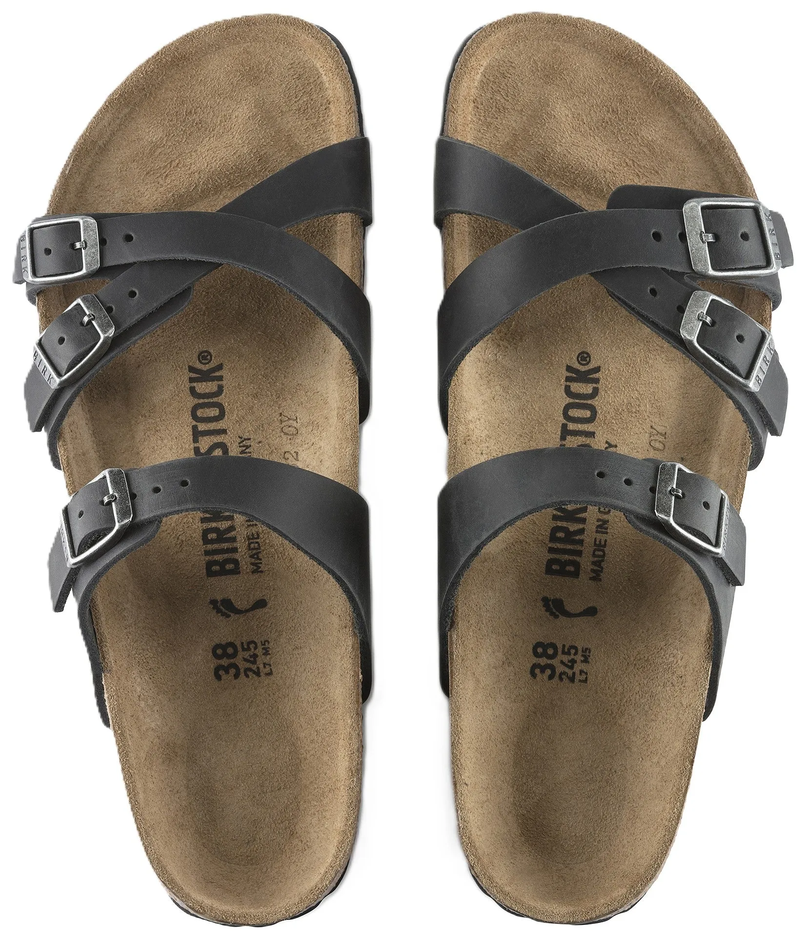 Birkenstock Franca Sandals -  Black Oiled Leather | Comfortable Cork Footbed