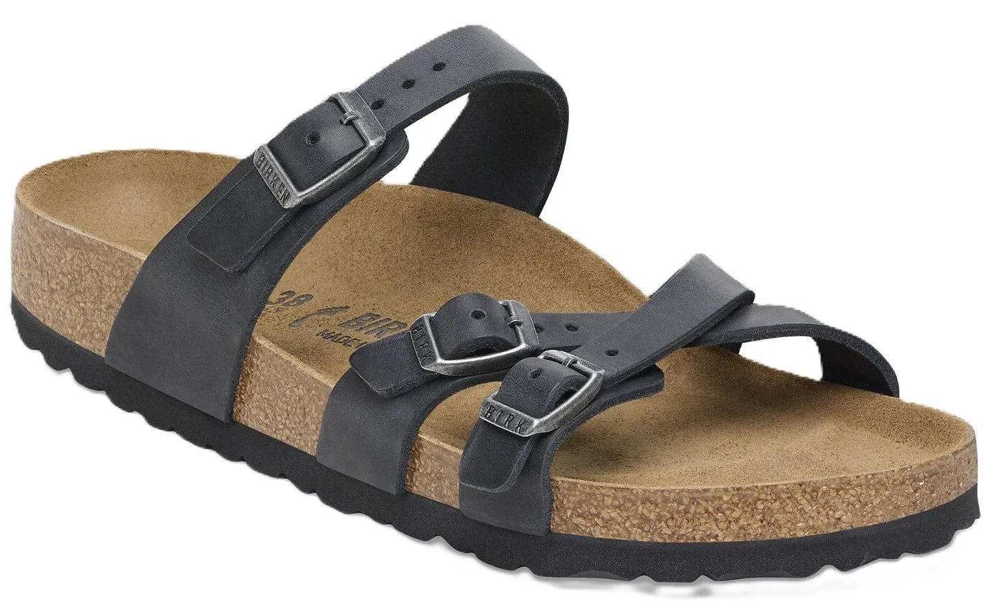 Birkenstock Franca Sandals -  Black Oiled Leather | Comfortable Cork Footbed