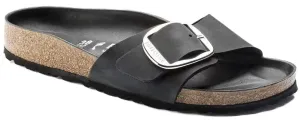 Birkenstock Madrid Big Buckle Sandals - Black Oiled Leather | Comfortable Cork Footbed