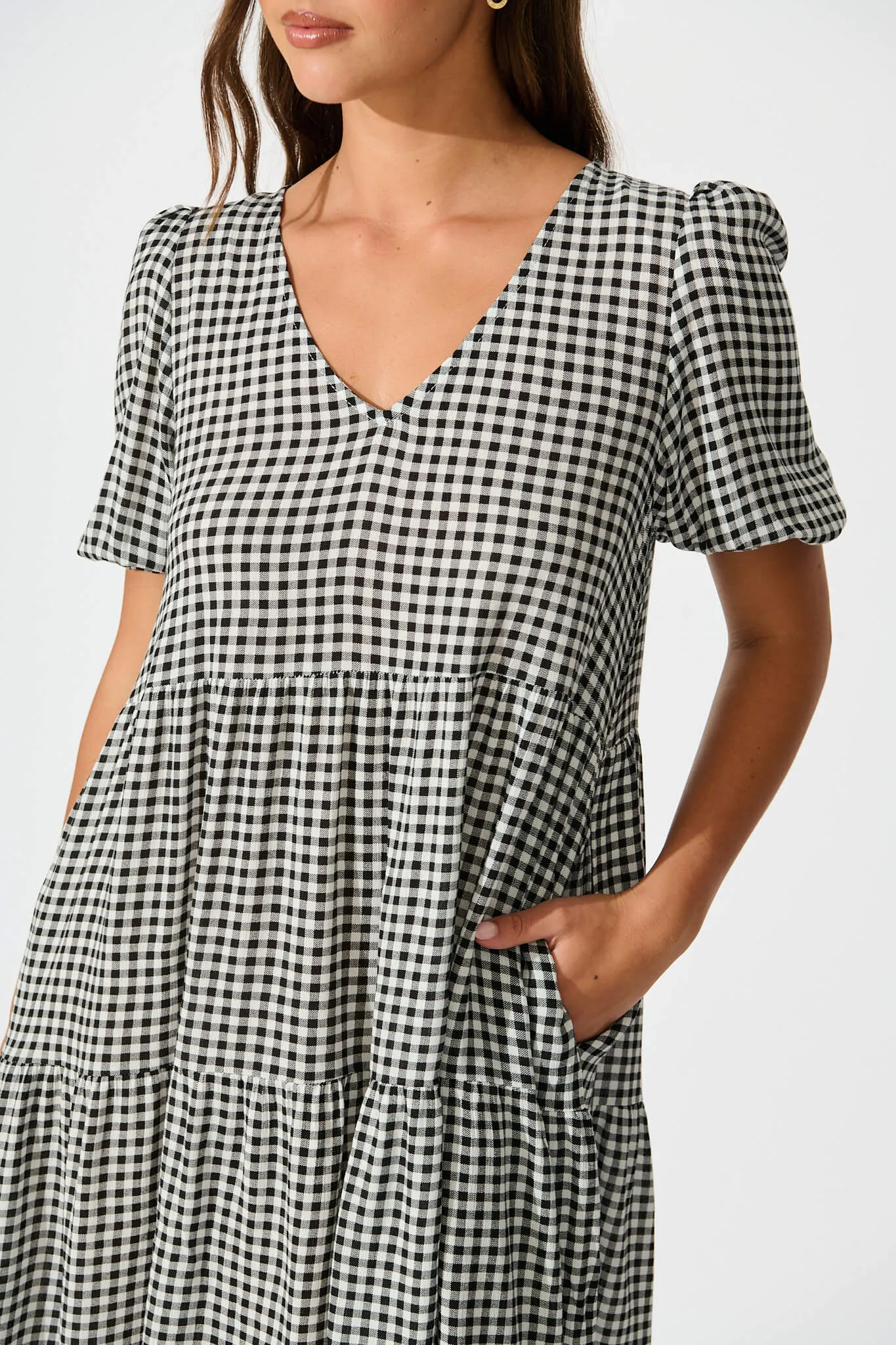 Black Gingham Smock Dress by Neveen