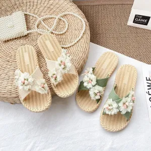 Bohemian Floral Woven Slide Sandals