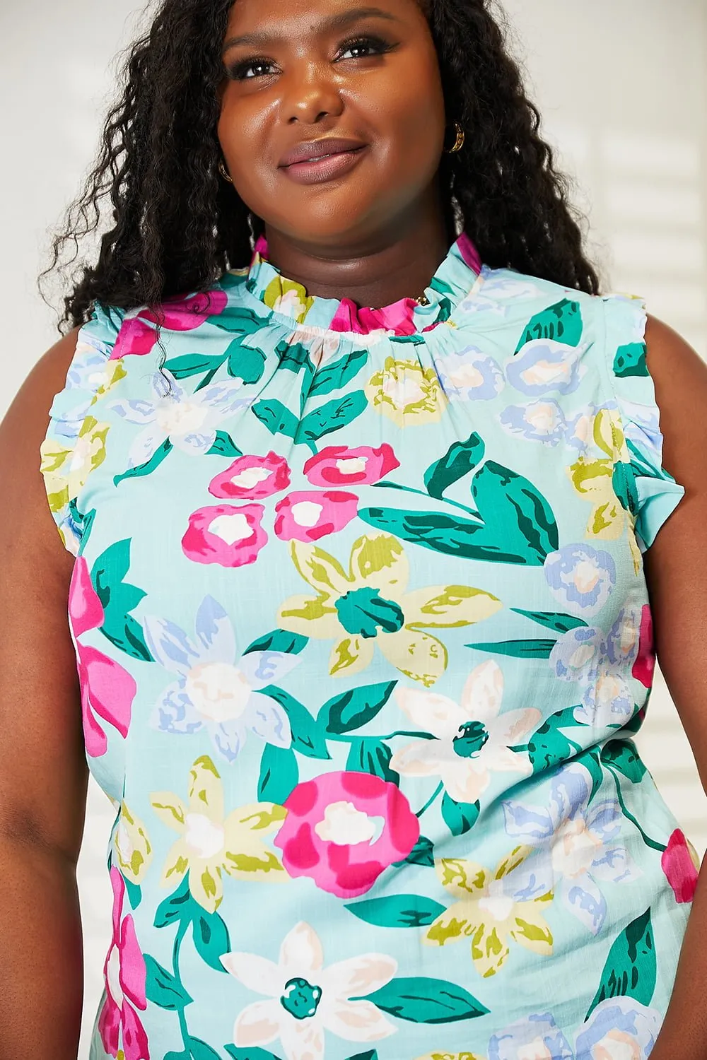 Bold Looks: Double Take Floral Print Ruffle Shoulder Blouse for Everyday Glam