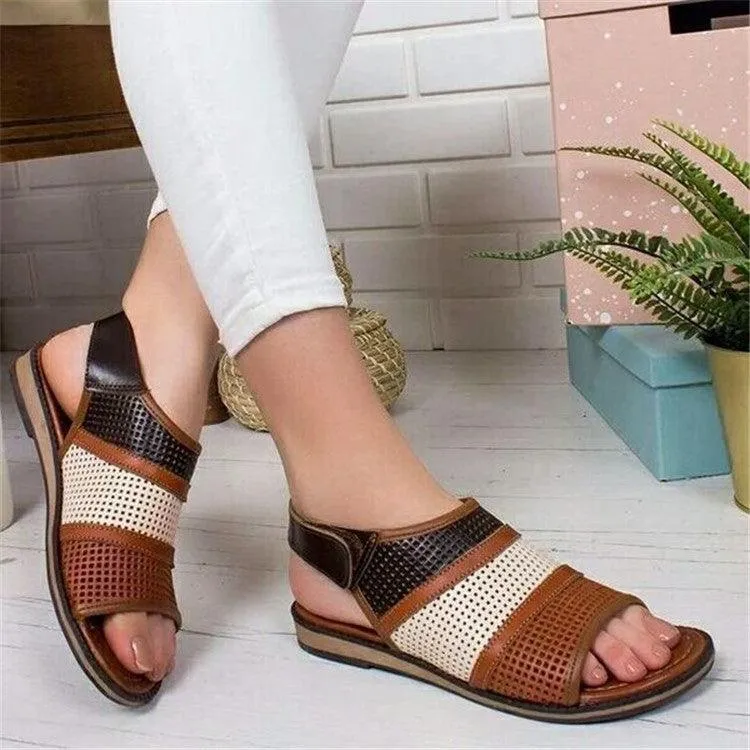 Breathable mesh fish mouth flat sandals