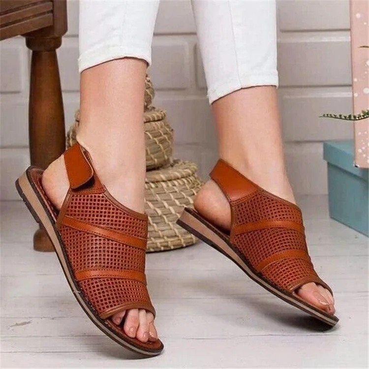 Breathable mesh fish mouth flat sandals