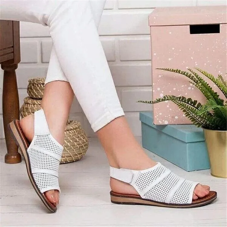 Breathable mesh fish mouth flat sandals