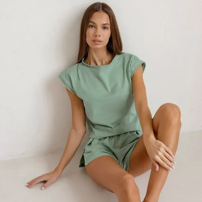 Breezy Bliss Sleeveless Tee and Shorts Lounge Set