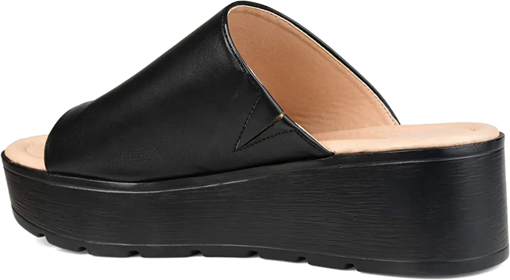 Brinley Co. Comfort Womens Platform Slip-on Sandal Black, 8.5 Regular US