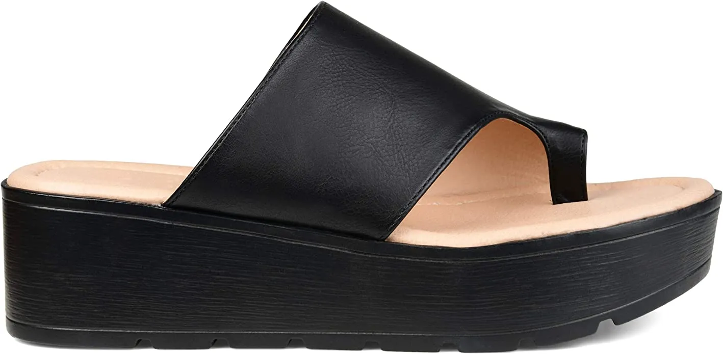 Brinley Co. Comfort Womens Platform Slip-on Sandal Black, 8.5 Regular US