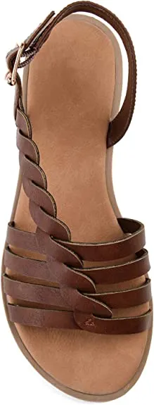 Brinley Co. Womens Braided Cushioned Sandal Brown, 9 Regular US