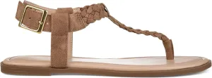 Brinley Co. Womens Braided T-Strap Sandal Brown, 8.5 Regular US