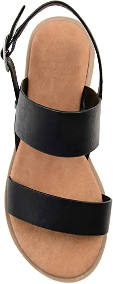 Brinley Co. Womens Dual Strap Open-toe Sandal Black, 6.5 Regular US