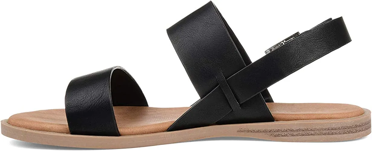 Brinley Co. Womens Dual Strap Open-toe Sandal Black, 6.5 Regular US