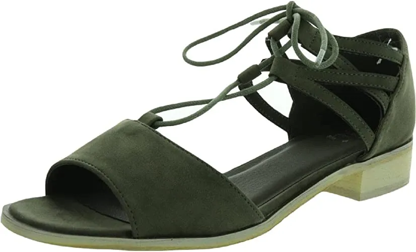 Brinley Co. Womens Idona Faux Nubuck Crisscross Lace-up Sandals Olive, 6.5 Regular US