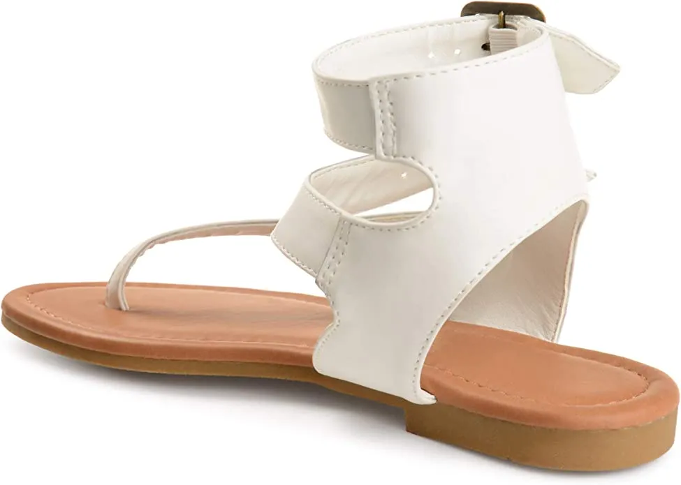 Brinley Co. Womens Keelan Faux Leather Buckle Double Wrap Thong Sandals