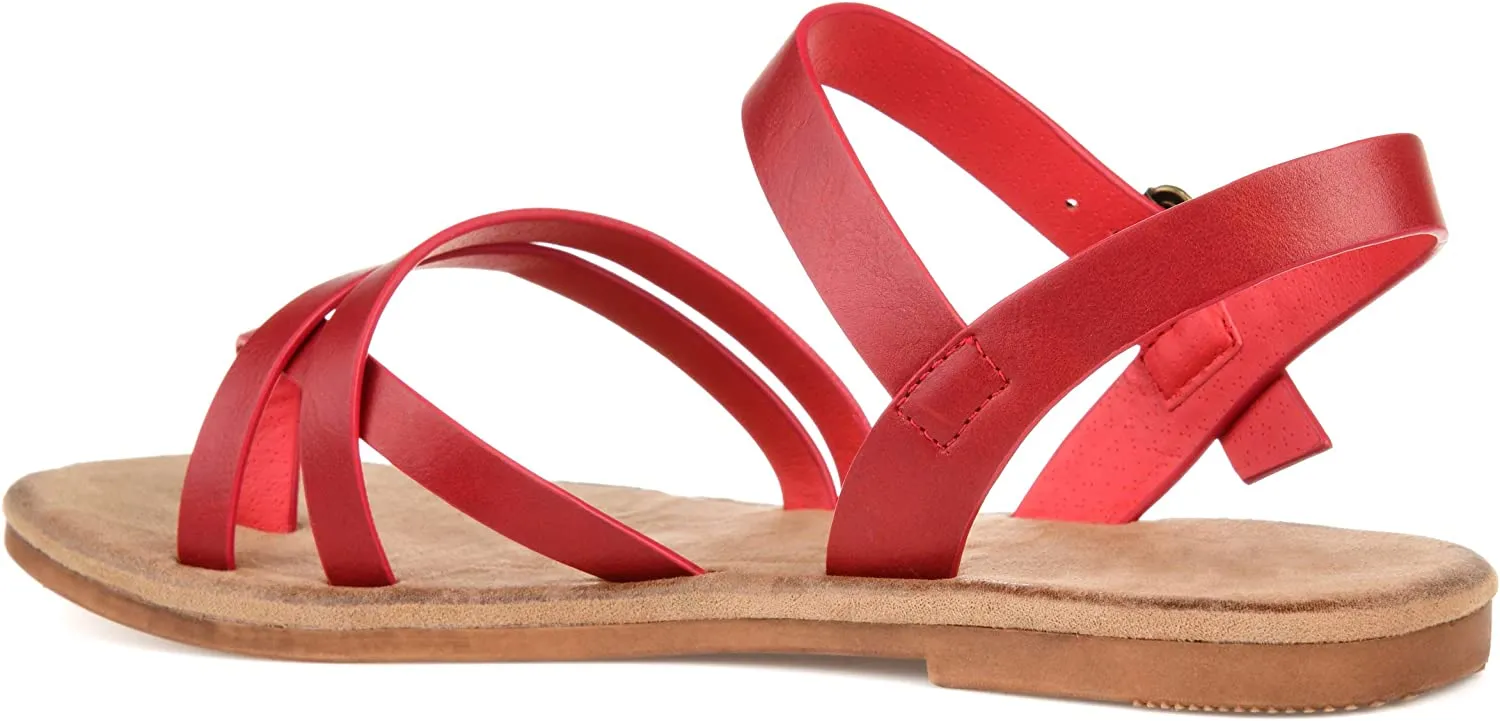 Brinley Co. Womens Strappy Ankle Wrap Sandal Red, 8 Regular US