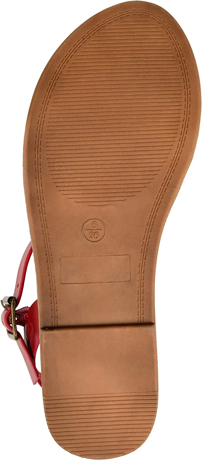 Brinley Co. Womens Strappy Ankle Wrap Sandal Red, 8 Regular US