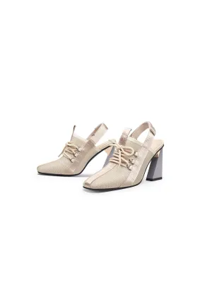 Champagne Mesh Upper Slingback Heel