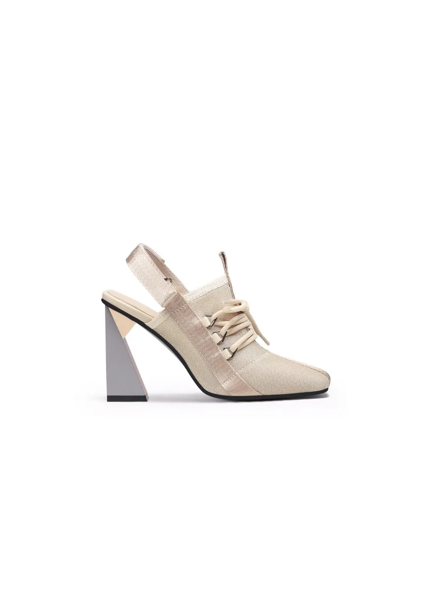 Champagne Mesh Upper Slingback Heel