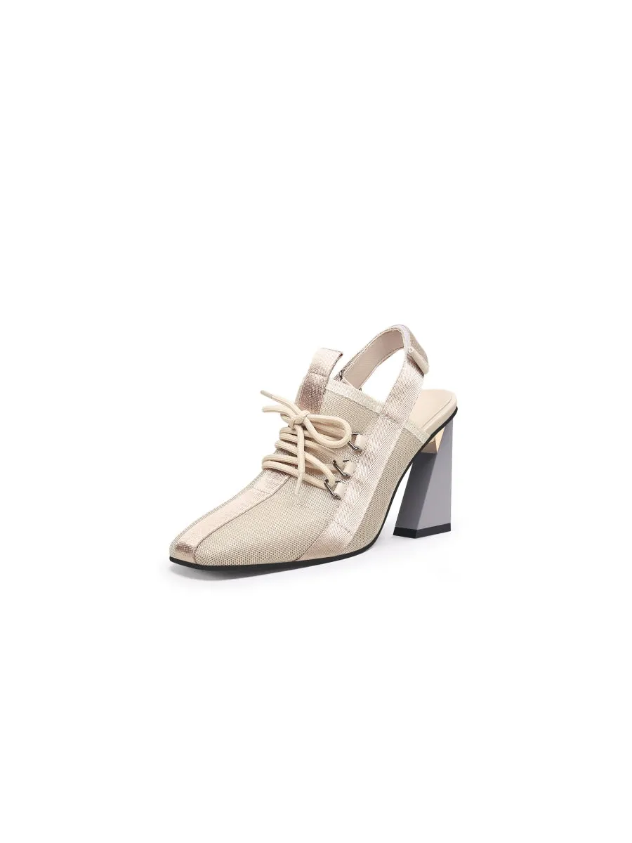Champagne Mesh Upper Slingback Heel