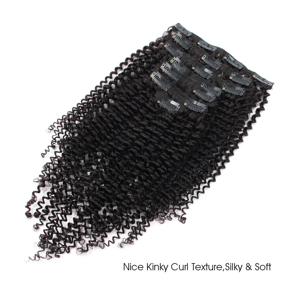 Clip in Hair Extension Kinky Curl Jet Black