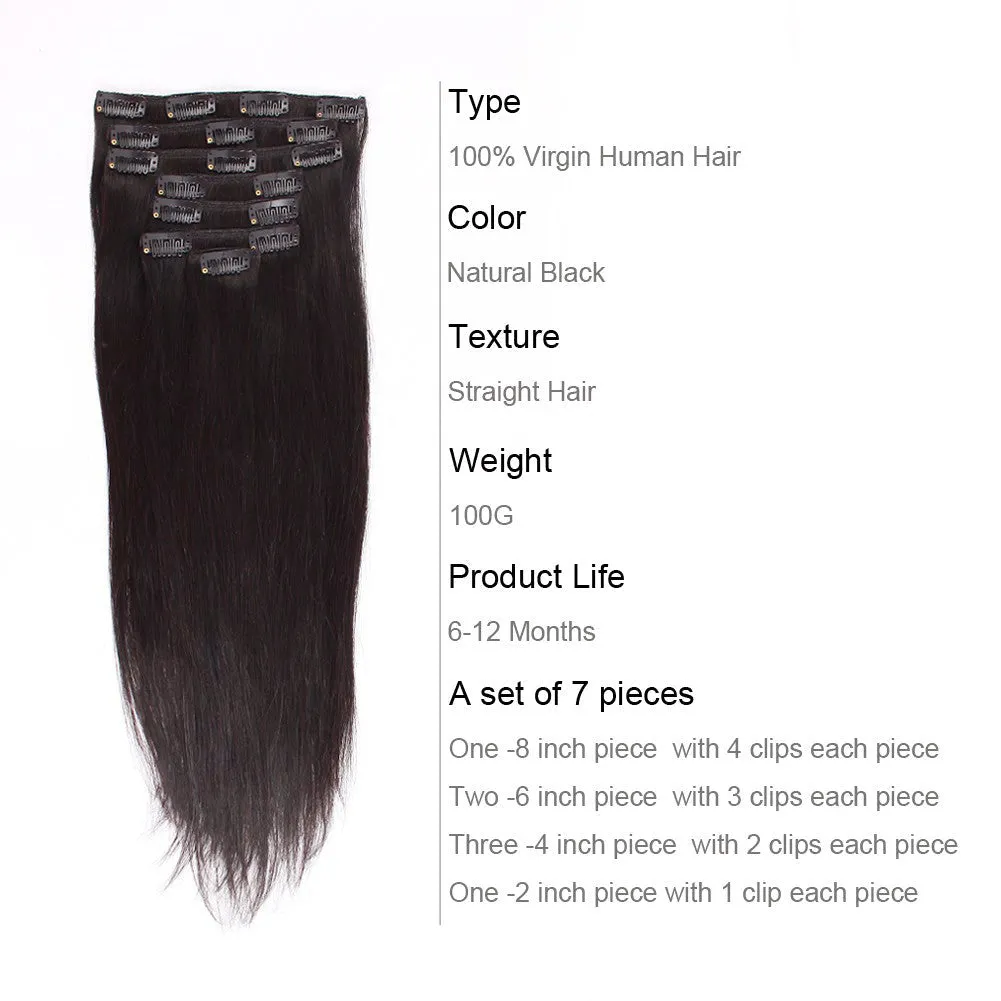 Clip in Hair Extension Silky Straight