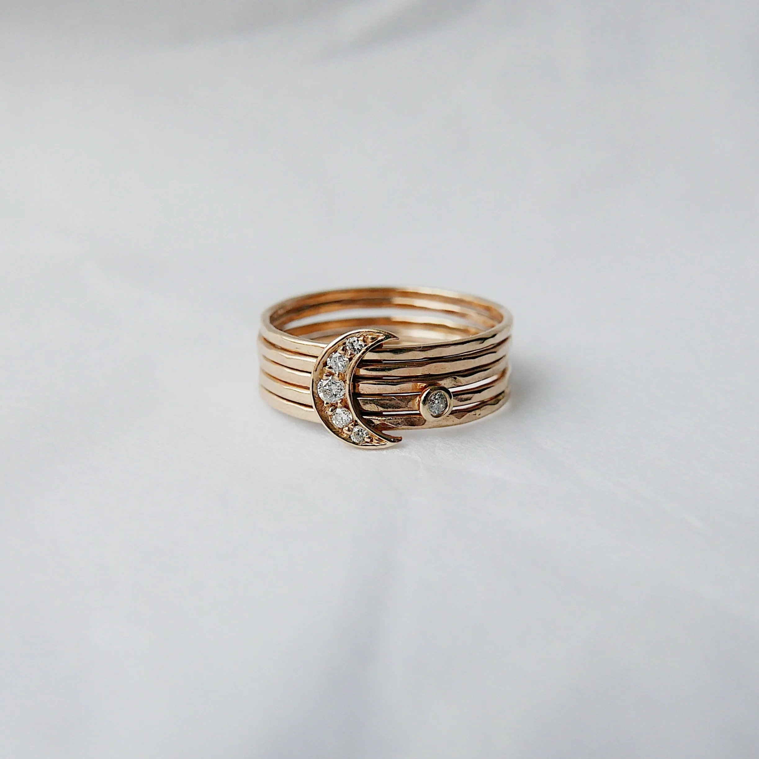Crescent Moon Diamond Stacking Ring