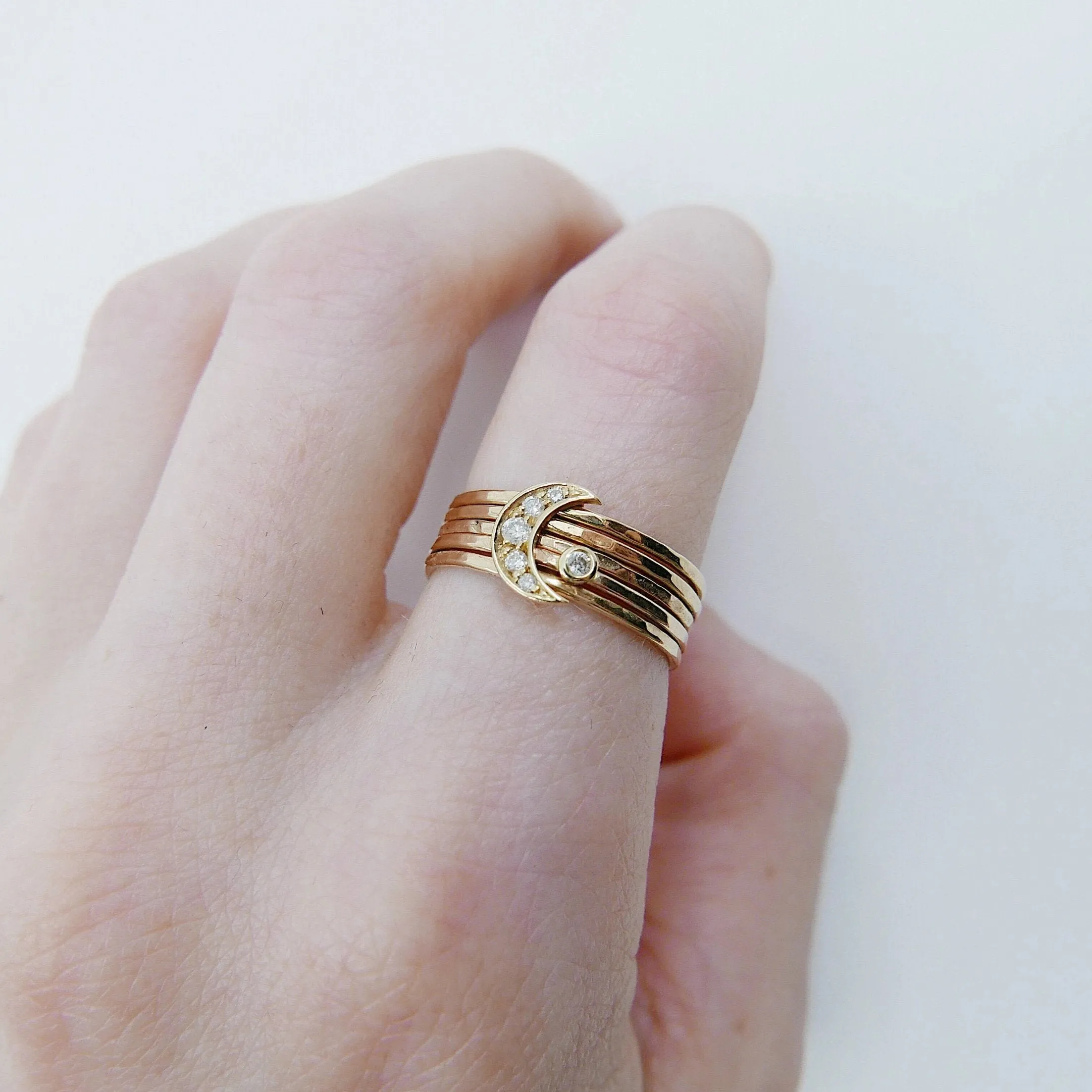 Crescent Moon Diamond Stacking Ring