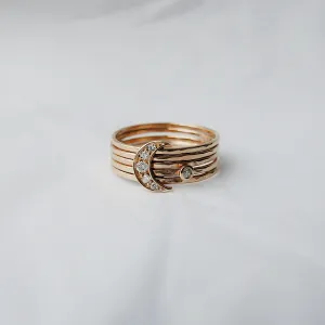 Crescent Moon Diamond Stacking Ring