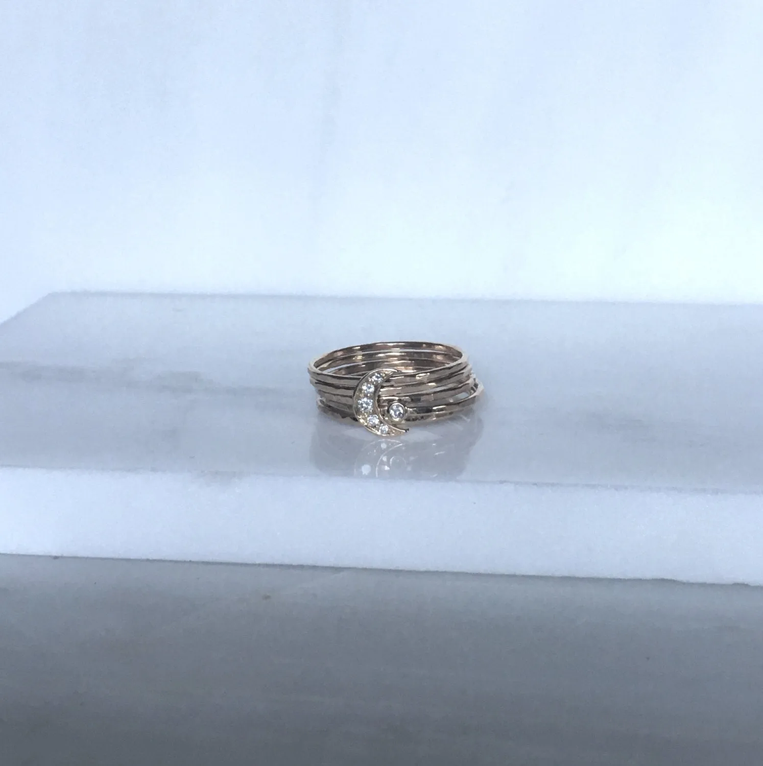 Crescent Moon Diamond Stacking Ring