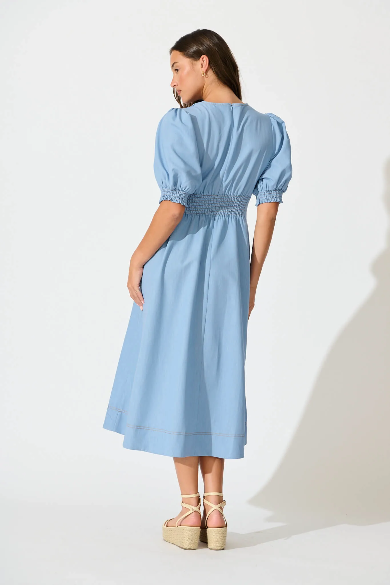 Denim Blue Midi Dress: Hazelina