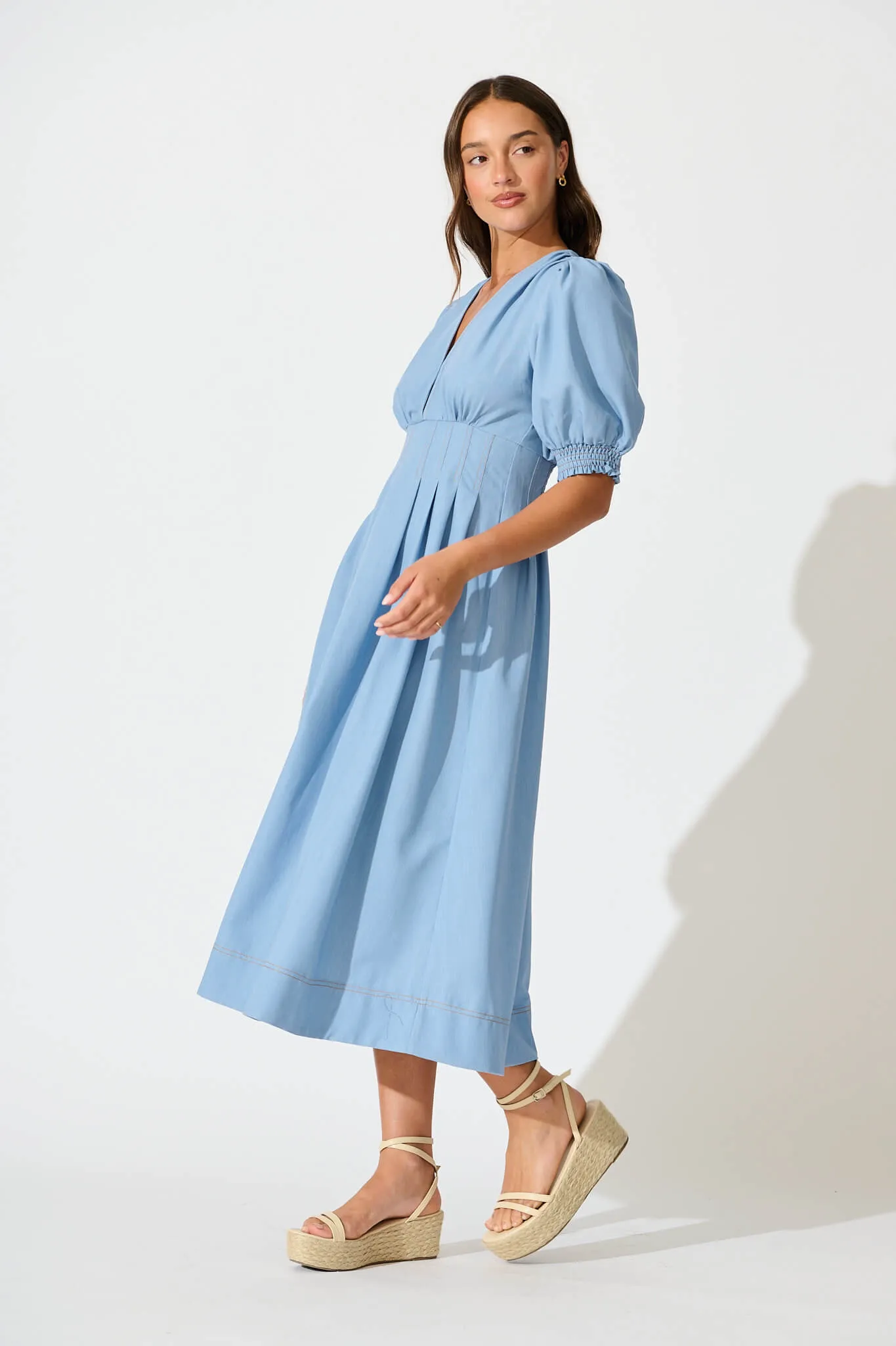 Denim Blue Midi Dress: Hazelina