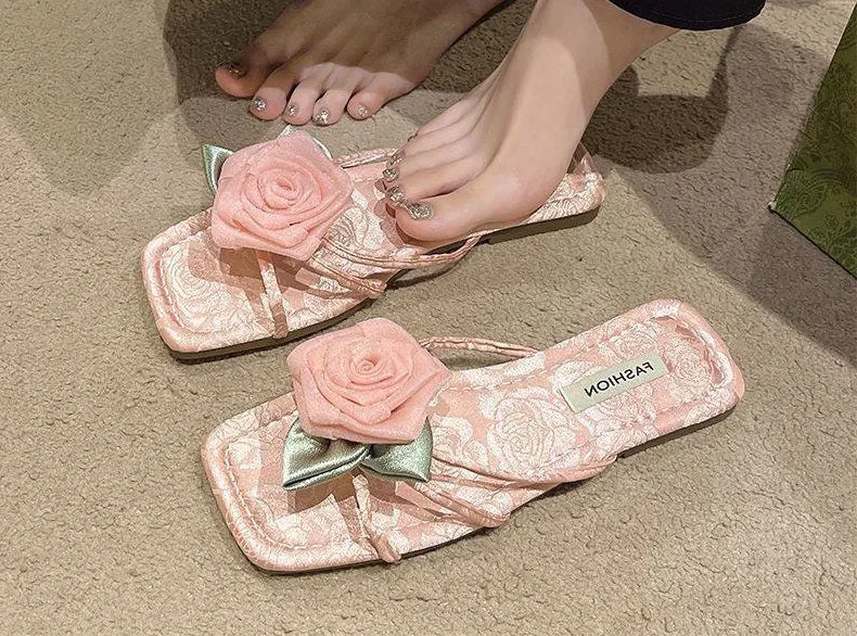 Elegant Lace Rose Sandals